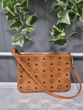 MCM Visetos Cognac Pouch